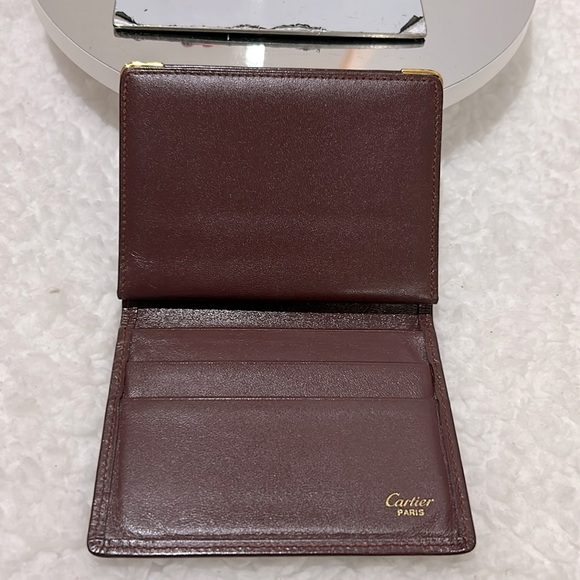 Cartier Leather Double ID Card Holder &free Earrings & Croc Stitch Keychain - Picture 7 of 11